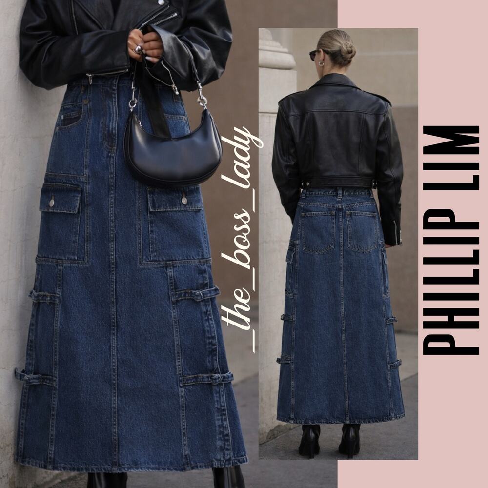 Phillip Lim denim maxi skirt denim cargo maxi skirt 2 blue